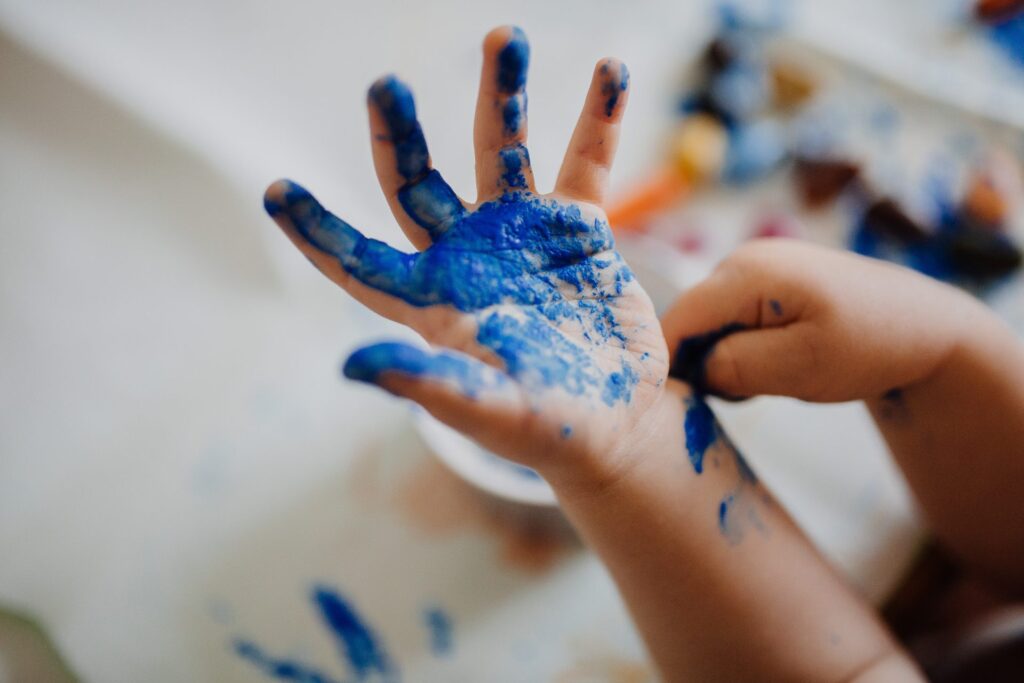 child palm paint on hand