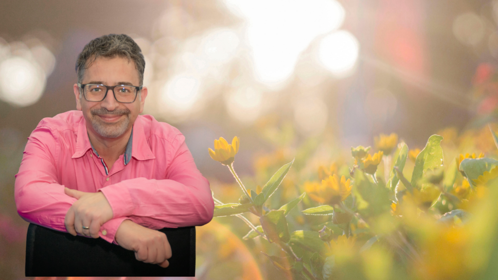 Rod in front of growth scene for tips on work life integration blog