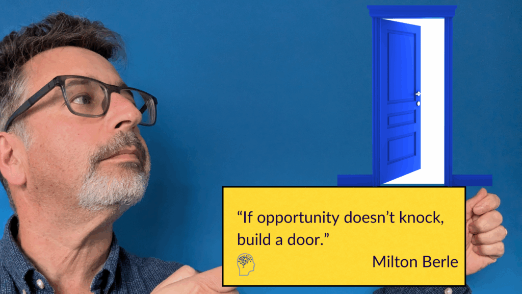 rod with open door and goals setting quote