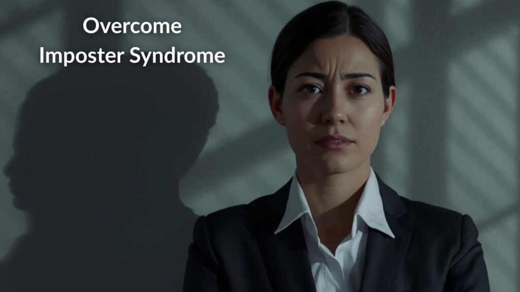 Imposter syndrome woman looking anxious