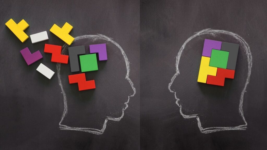 full head and tidy head on chalk board background